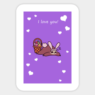 I Love You - Easter Bunny Sloth Sticker